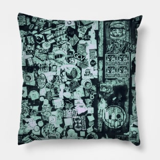 Green Sticker Art NYC Pillow