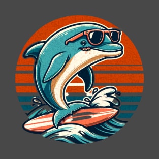 Retro Dolphin Surfer T-Shirt