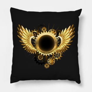 Round Banner with Steampunk Wings Pillow