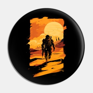 Marine Trekking on Mars - Sunset - Scifi Pin