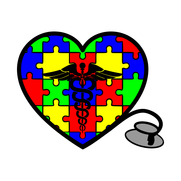 Autism Awareness Nurse Heart Stethoscope by LaurenElin