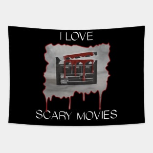 I Love Scary Movies - Red Clapperboard Tapestry