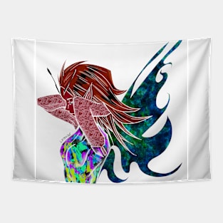 crimson fairy in ecopop mandala art Tapestry