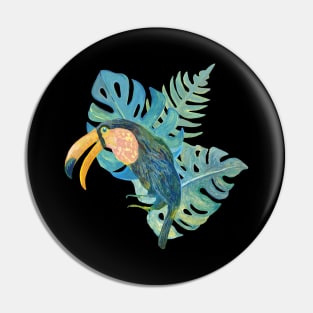 Parrot with three leaf Jungle Amazon Water colour Beautiful Pin