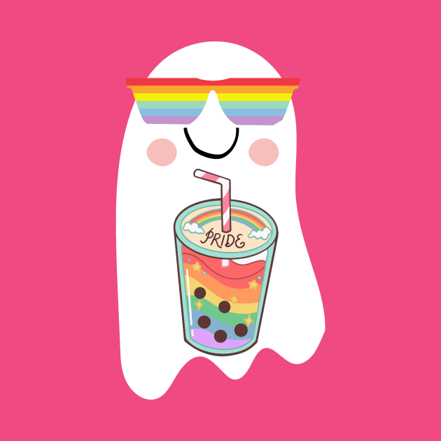 Pride Rainbow Cool Ghost with Drink by TheMavenMedium