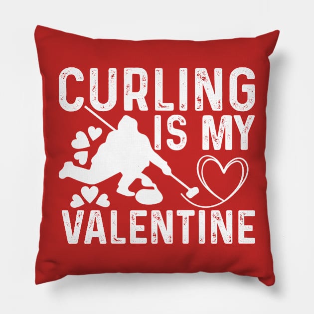 Curling is my Valentine Designed by Stone Cold Love Pillow by click2print