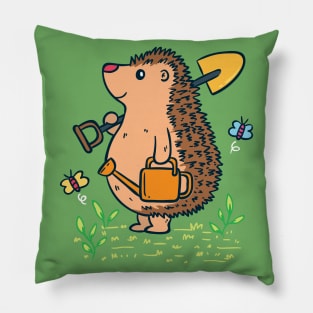 Gardening hedgehog Pillow