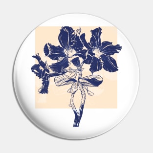 Desert roses blue branch Pin