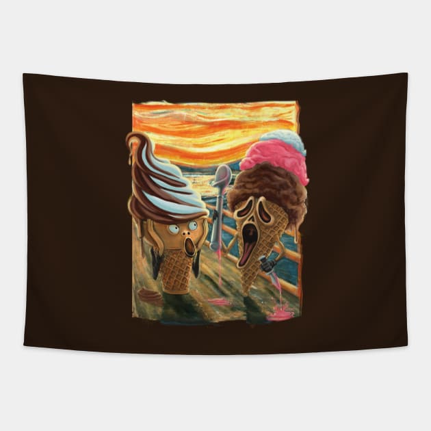 Screaming Hot summer ICE SCREAM Confrontation Tapestry by Mudge