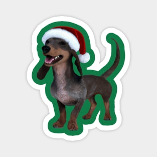 Holiday Ready Dachshund Sausage Dog With Santa Hat Magnet