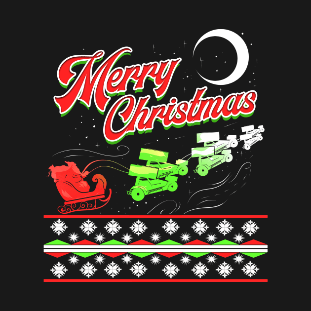 Sprint Car Racing Christmas Santa Motorsports by ChrisselDesigns