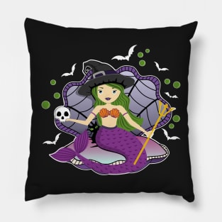 Halloween Witch Mermaid Pillow