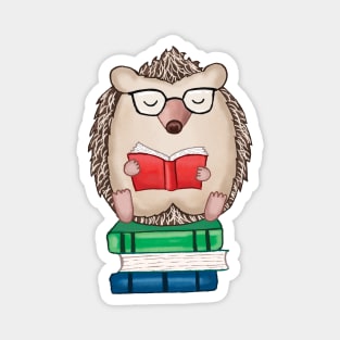 hedgehog reading book Magnet