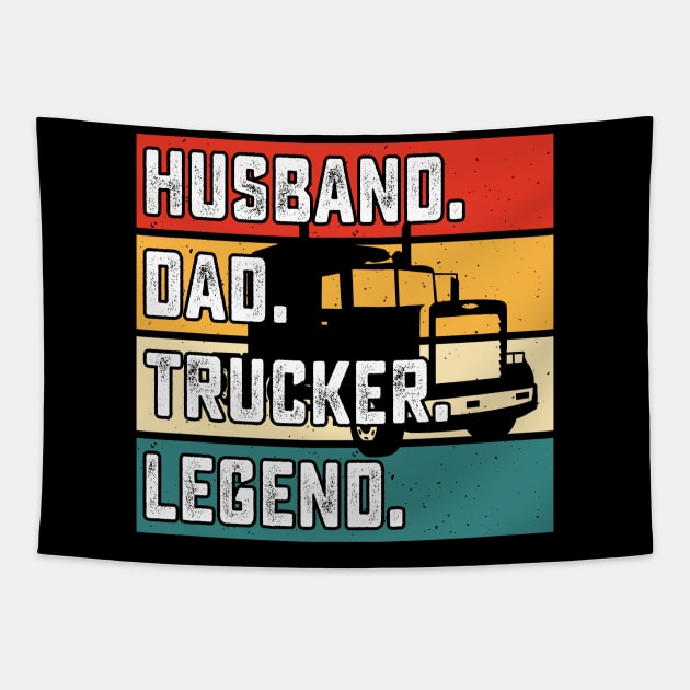 Husband Dad Trucker Legend Tapestry by AymanShop29