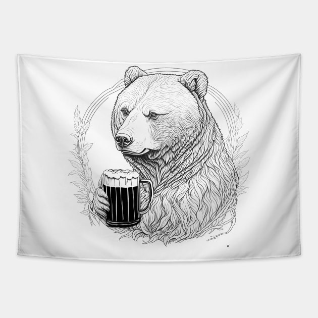 Bear and beer Tapestry by Alberto83aj