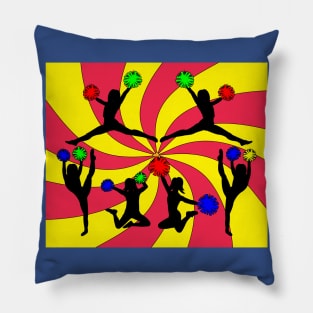 Dancing Cheerleader Cheers With Pom Poms Pillow