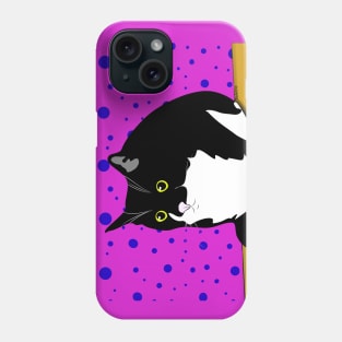 Cute Tuxedo Fatty Cat Nelson On a Ledge Copyright TeAnne Phone Case