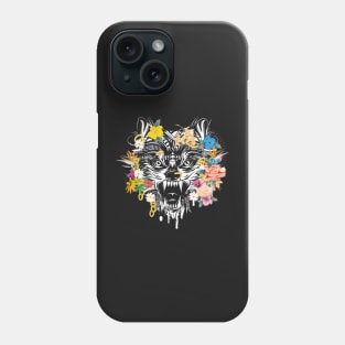 Wolf's head with flowers Phone Case