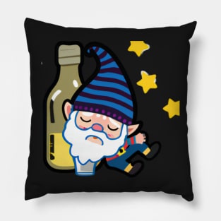 Drunk Gnome Cartoon Pillow