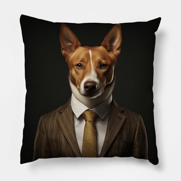 Basenji Dog in Suit Pillow by Merchgard