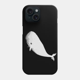 A white whale with geometric striped pattern Phone Case