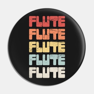 Retro Vintage 70s FLUTE Text Pin