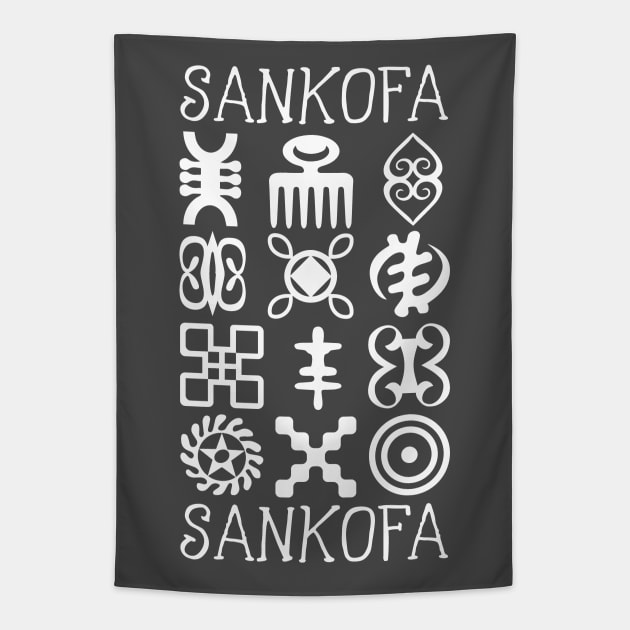 African Adinkra Sankofa Symbols. Tapestry by Vanglorious Joy