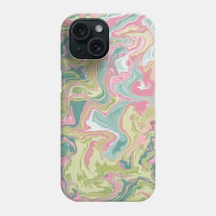 Shades of Happy Pastel Pink and Green Aesthetic Marble Pattern Phone Case