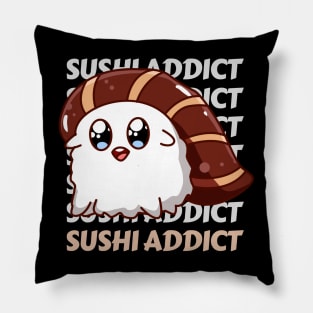 Sushi addict Cute Kawaii I love Sushi Life is better eating sushi ramen Chinese food addict Pillow