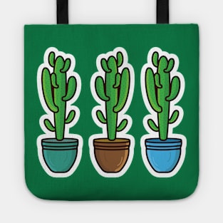 Set Of Green Cactus Plant In Vase Sticker vector illustration. Healthcare and Nature object icon concept. desert green cactus plant vector sticker design. Home plant cactus symbol graphic design. Tote