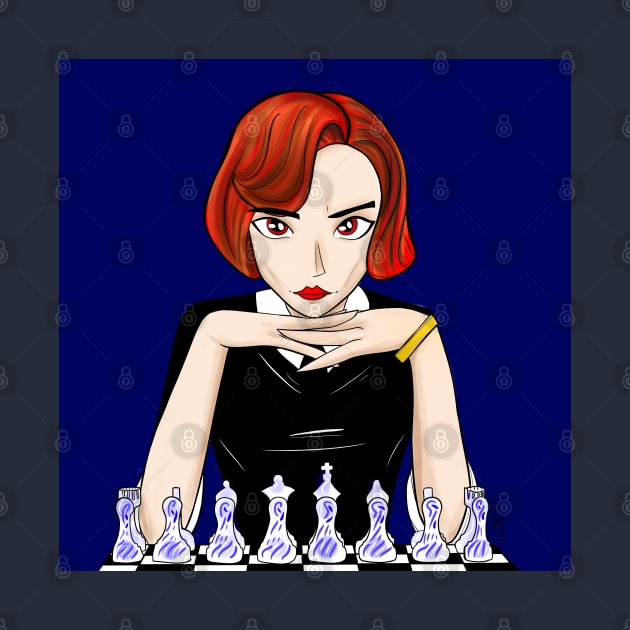 beth harmon the lady chess in queen's gambit by jorge_lebeau