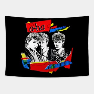 Vintage Styled 80s A-Ha Design (on black) Tapestry