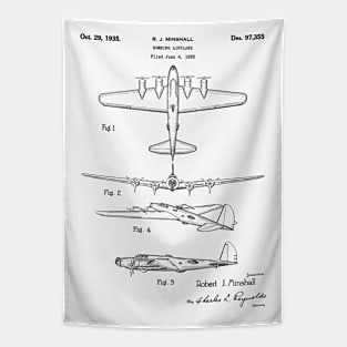 Bombing Airplane Patent Black Tapestry