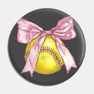 Cute softball with bow Pin