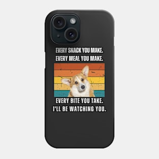 Every snack you make. Corgi retro design Phone Case