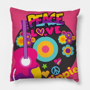 PEACE,LOVE AND HIPPIE Pillow