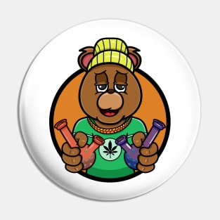 Bong Bear Head Cartoon Mascot Pin