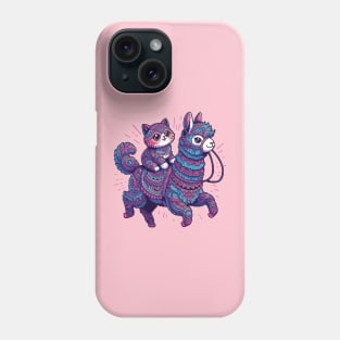 Cute cat riding alpaca Phone Case