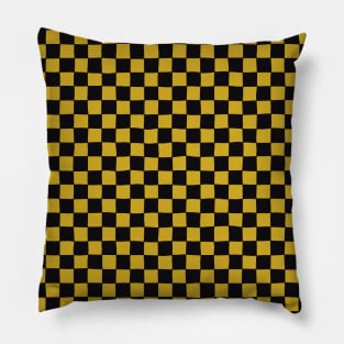 Wonky Checkerboard, Black and Gold Pillow