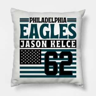 Philadelphia Eagles Kelce 62 American Flag Football Pillow