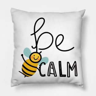 Bee calm - flying Bee with a smiley face Pillow