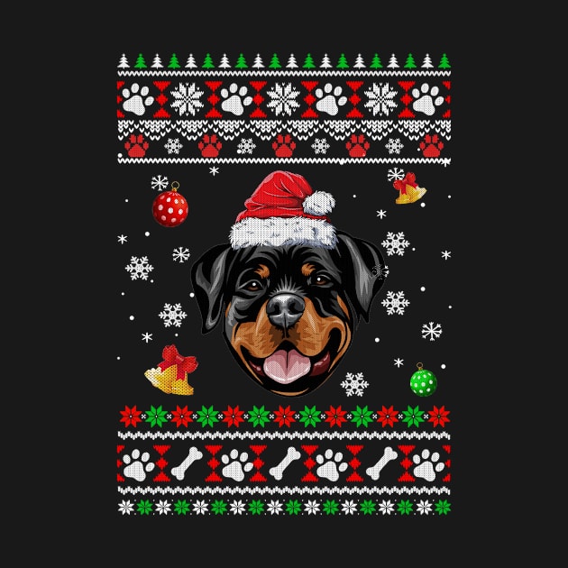 Merry Christmas Ugly Xmas Rottweiler Santa Hat Funny by Bruce D Hubbard