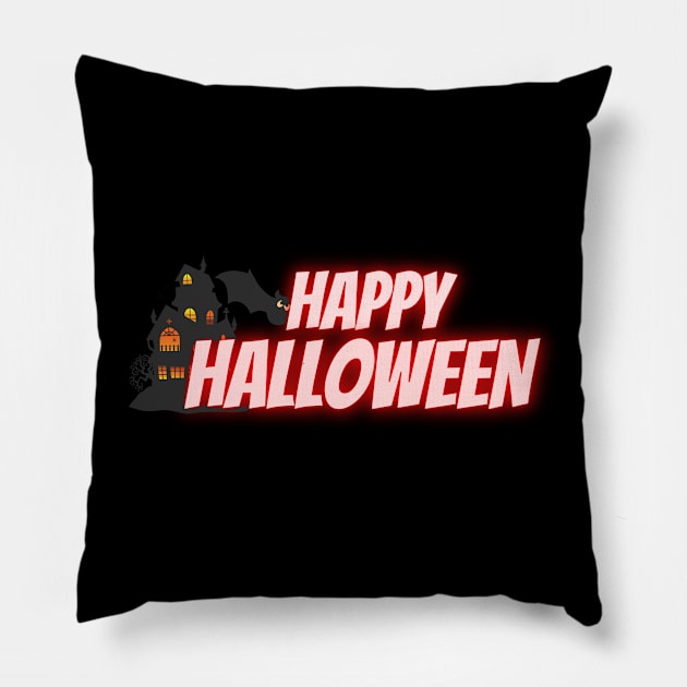 Happy halloween at bat house Pillow by Azujark 