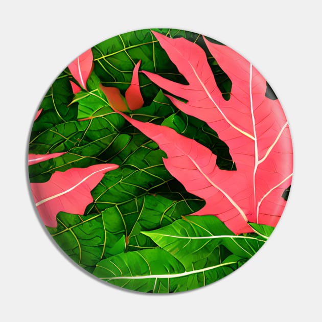 Beautiful Pink and Green Leaf Pattern Pin by CBV