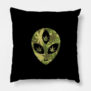 Third Eyed Alien Head: Weed Camo Edition Pillow