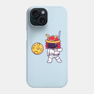Cute Astronaut Samurai Warrior Slash Moon Cartoon Phone Case