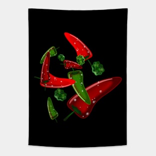 Green and Red Jalapeno Peppers Tapestry