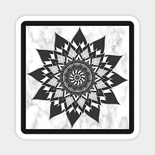 Mandala Lotus on Marble Graphic Art Design Black and White Home Decor & Gifts Magnet