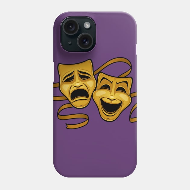 Gold Comedy And Tragedy Theater Masks Phone Case by fizzgig