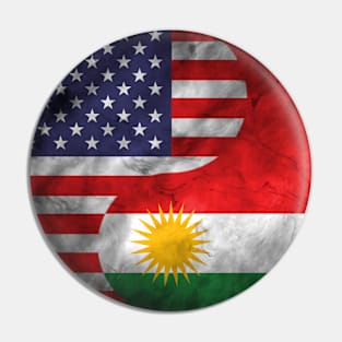 USA and Kurdistan Dual Flag Yin Yang Combination Pin